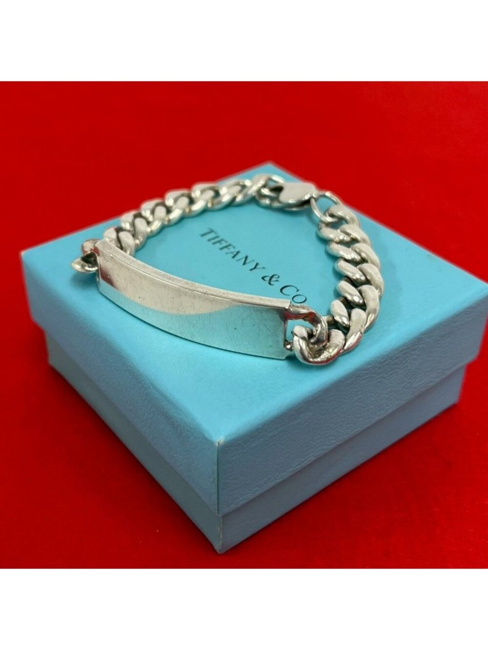 Tiffany & Co ID Bracelet 925 Sterling Silver Chain Bangle